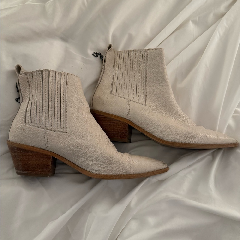Coach White Cowboy Booties